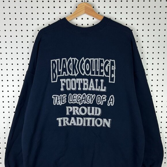 Jackson State Football Y2K Crewneck XXL Blue Sweatshirt Graphic HBCU Tradition - Picture 4 of 6